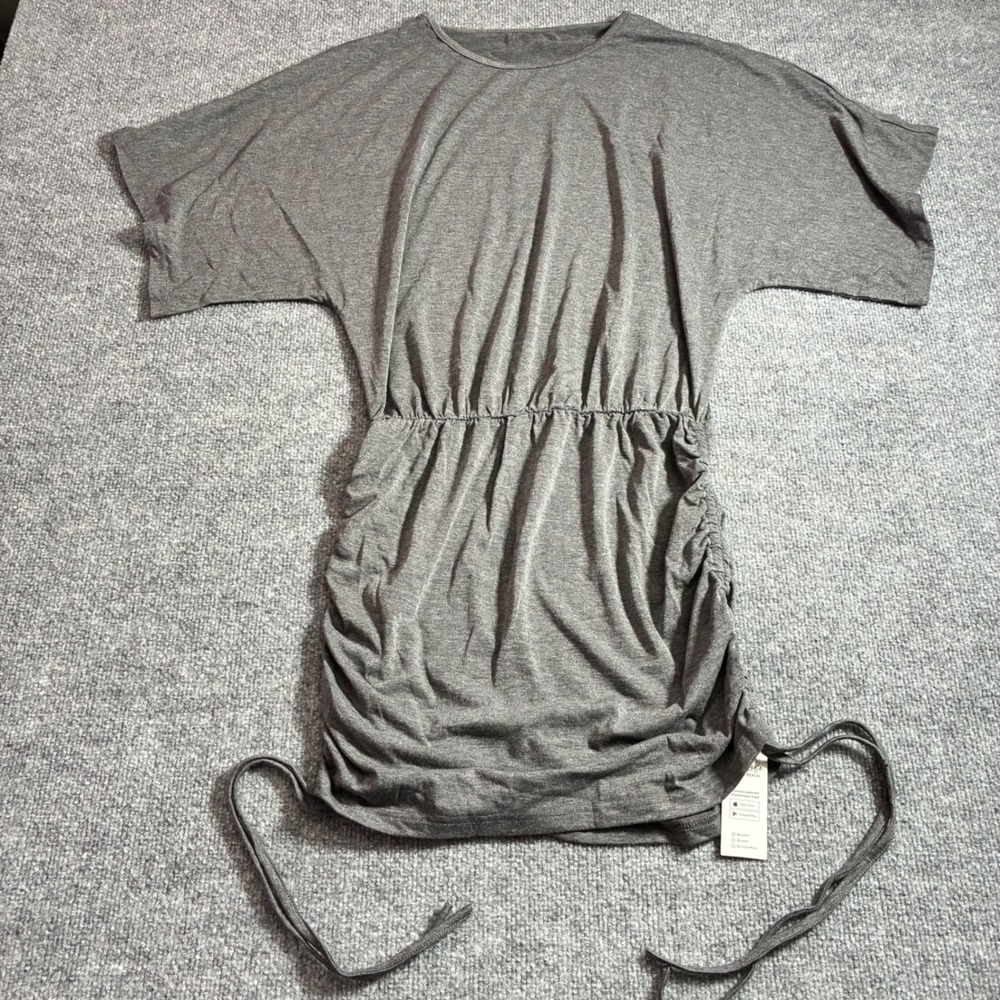 Cupshe Mini Dress Womens S Gray Ruched Drawstring Side Casual NEW